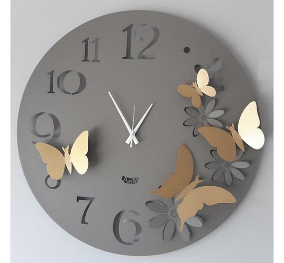 Arti e Mestieri large butterfly and flower wall clock