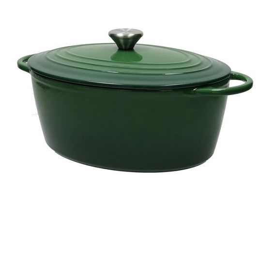 Brandani green oval cast iron saucepan 