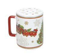 Brandani Christmas decorated mug with lid