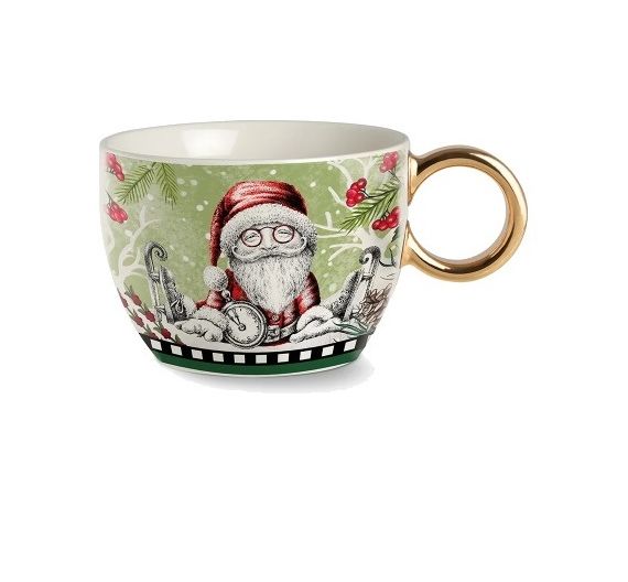 Egan Tazza colazione Natale manico dorato